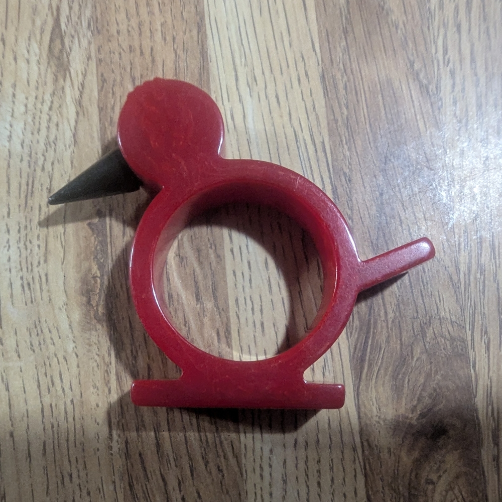 Vintage Bakelite Cherry Red Chicken Napkin Ring